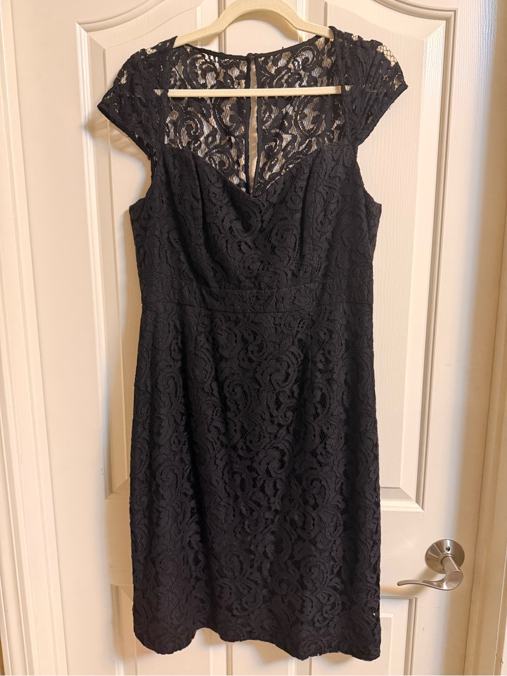 J. Crew Tinsley Black Lace Cap Sleeve Sheath Dress